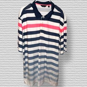 ‼️Walter Hagen Navy and Pink Striped Polo Shirt